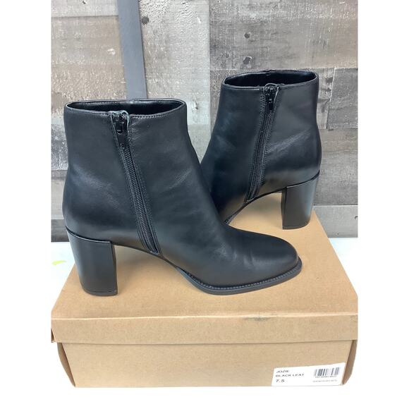 Steve Madden Women's 7.5M Black Leather Jozie Ankle Bootie Block Heels LM3-15 - Picture 8 of 10